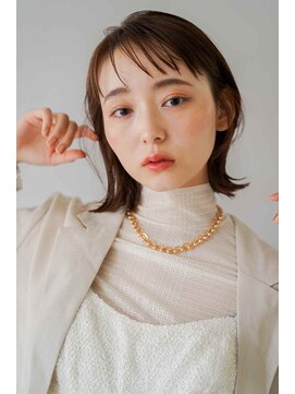 トクテ 高円寺(tokute) くびレイヤーエモージュ前髪ピンクベージュワンカール【高円寺】