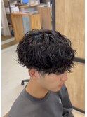 大分波巻きスパイラルパーマメンズマッシュ刈り上げツーブロック