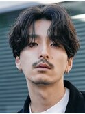センターパートメンズニュアンスフェザーパーマフェザーショート