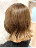 ハイトーンミルクティーベージュ ミニボブ