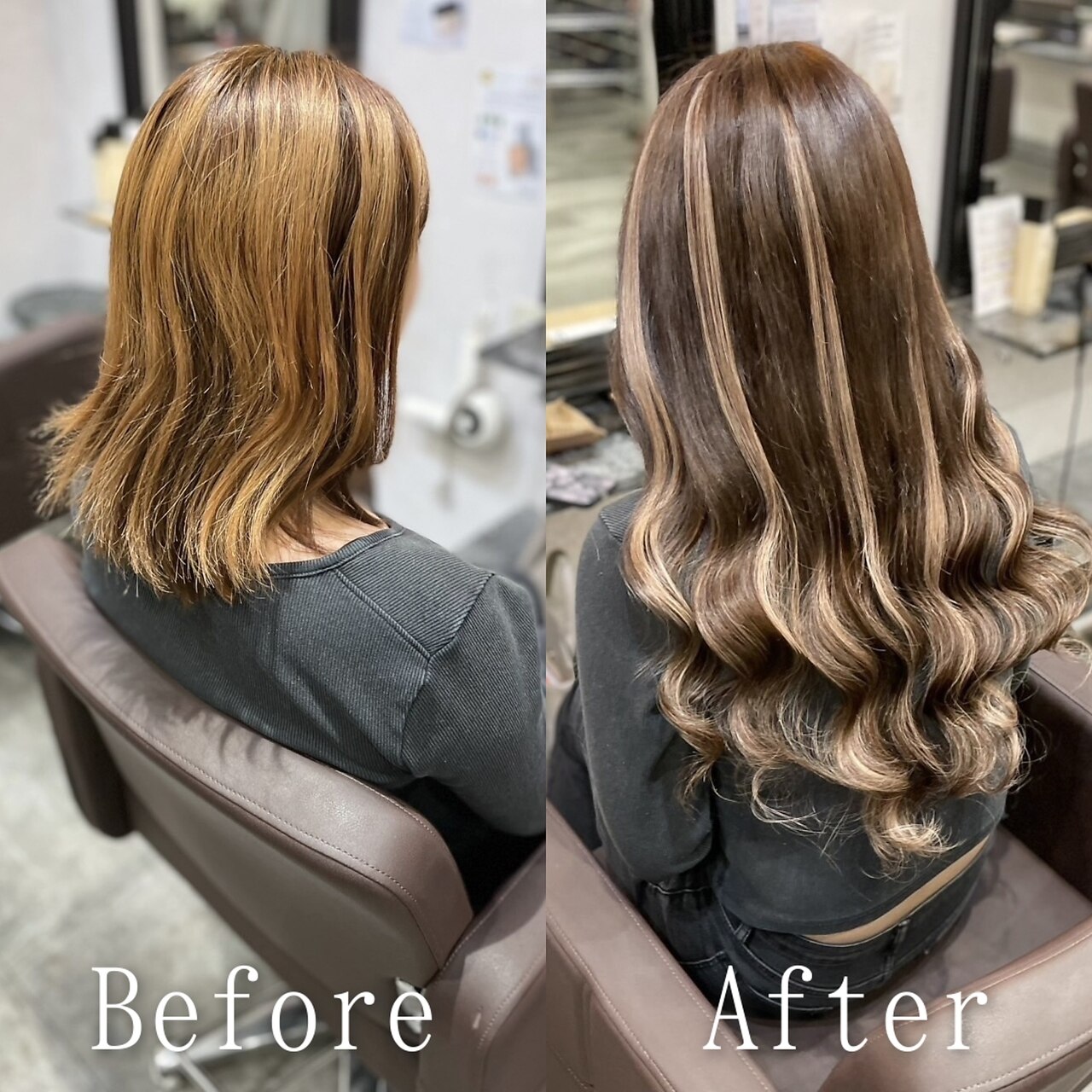 新品　人毛　夏に嬉しい　メッシュカラー　ブラウン　スーパーロング　Mサイズ ミックス・メッシュ髪色追加加工【プラスカラー】オーナメント