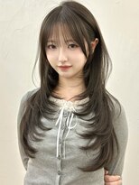 ライン(LINE)&nbsp;韓国風/レイヤー/前髪カット/オリーブ/透明感/ハッシュカット