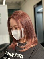 吉 ピンクベージュ○ミディアムレイヤー