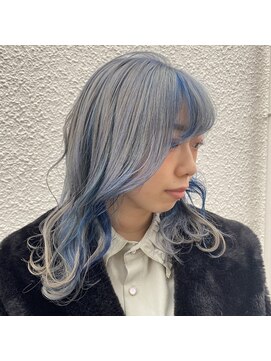 エルフ(elf) シルバー×ブルー×フェイスフレーミングカラー