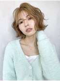 ボブウェーブ_マロンベージュかきあげロング_8350