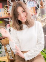 カバーヘア イヴ 戸頭店(COVER HAIR EVE)&nbsp;センターパートパールベージュ鎖骨ミディアムc5戸頭20代30代40代