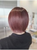 大人可愛い丸みボブピンクラベンダーベージュベビーピンク