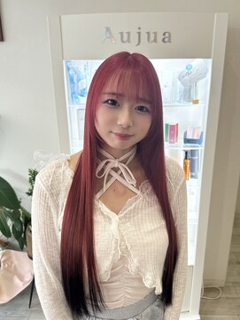 エルフ(elf) ピンク×ブラック エンドカラー 裾カラー ピンクカラー