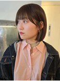 顎下2センチ ナチュラルボブ 顔周りカット アッシュブラウン