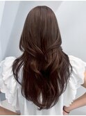 おくれ毛暗めカラーフェイスフレーミング韓国ヘア_ba561381