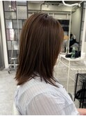 韓国顔まわりレイヤーカットグレージュオリーブベージュブラウン