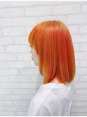 オレンジ/ブリーチ/レイヤー/ボブ/艶感ストレート/10代20代/小顔