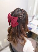 ねじりハーフアップ
