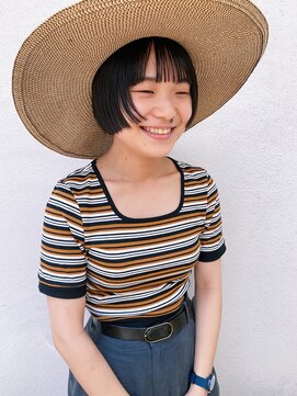 フェンヘアーアイス 中目黒(Fen.hair ici) 夏　前上がりボブ　ショートボブ　顔周りレイヤー　黒髪ボブ