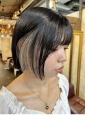 切りっぱなしボブ　インナーカラー　stylist/miaki
