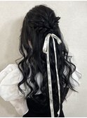 ガーリーハーフアップ