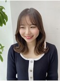 韓国風ミディアムレイヤーくびれヘア前髪カットトリートメント