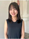 顔まわりレイヤーカットくびれミディ韓国レイヤーショート上乃裏