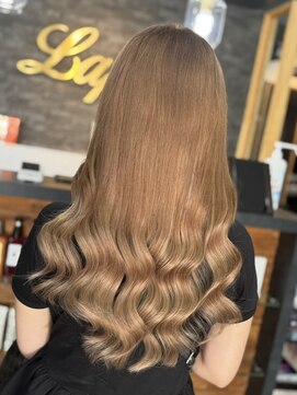 ラピス 横浜(Lapis) ブラウンベージュブリーチカラーダブルカラーシールエクステ