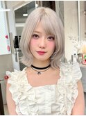 ホワイトシルバー/原宿ブリーチ/ダブルカラー/レイヤーカット