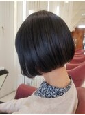 30代・40代大人可愛い小顔ショートワンレン丸み前下がりミニボブ