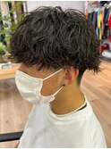 ツイストスパイラルパーマ波巻きスパイラル刈り上げマッシュ