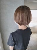 ☆質感にこだわった丸みショートボブ×ハイライトグレージュ