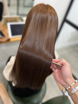 シェイプスサロン ハナレ 辻堂美容室(Shapes salon HANARE) オレンジブラウンツヤカラー×髪質髪質