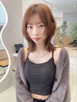 ヘアメイク アース 本庄早稲田店(HAIR & MAKE EARTH) 顔周りレイヤー_オレンジベージュ_サイドレイヤー