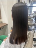 ナチュラルブラウンアッシュ　酸性ストレート　髪質改善切り揃え