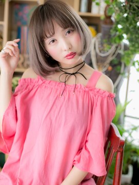 カバーヘア ブリス 戸田公園西口店(COVER HAIR bliss) ハイトーンカラー前下がり透け感ミニボブh3戸田公園10代20代30代