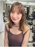 レイヤーカット カーテンバング ベージュカラー ハイライト