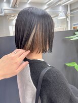テトヘアー(teto hair) インナーカラー、ミニボブ、グレージュ、切りっぱなしボブ