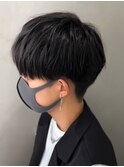 黒髪マッシュナチュラルマッシュメンズヘア韓国ツーブロック