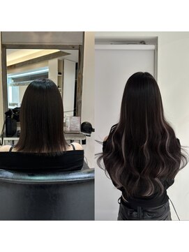 リゼル シブヤ(RISEL SHIBUYA) エクステ70本でロングヘア+ハイライトデザイン