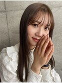 【安田汐里】韓国風サイドバングミルクティーベージュ