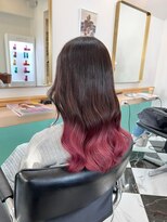 ゲーム 吉祥寺店(GAME)&nbsp;ダブルカラーグラデーションカラー赤髪ピンクベージュカラー韓国