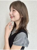 インナーグレージュ×小顔前髪×くびれレイヤー×艶髪ミディp