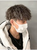men'sホワイトハイライト ツイストスパイラルパーマ ツイスパ