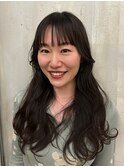 【ステップボーンカット】大人女性前髪ぱっつんスタイル