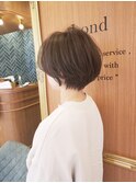 大人可愛い20代30代40代黒髪前下がりショートボブ丸みショート◎