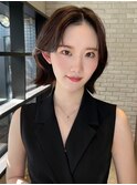 前髪なし切りっぱなしボブ外ハネショートボブ