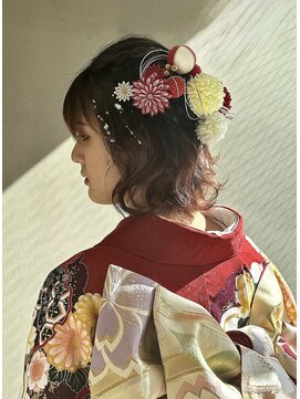 ヘアサロン ムク(HAIR SALON.MuKu) 成人式 ハーフアップ 水引き金箔 アレンジ