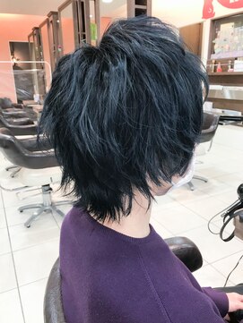 プログレス 国分寺店(PROGRESS) <大澤>ミディアムウルフ×ブルーブラック 国分寺ウルフ