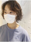 【三ツ井】ミルクティーラテベージュ ショートボブパーマ くせ毛
