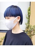 ワイドバング×ブルーヘアー