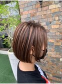 aile ciel/ショートヘアバレイヤージュ/アッシュベージュ