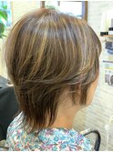 フルメッシュ×アプリコットベージュ×白髪活かしカラー