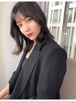 ノク(nok)&nbsp;Face  layer medium_グレーベージュレイヤーロング前髪パーマ