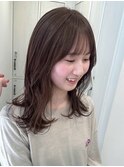 ピンクブラウン ベージュ 美髪 ミディアムレイヤー